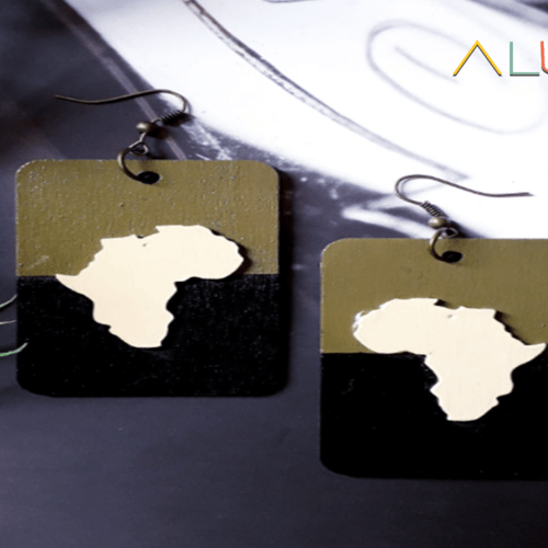 Afrika in 2 Color Rectangular Earrings