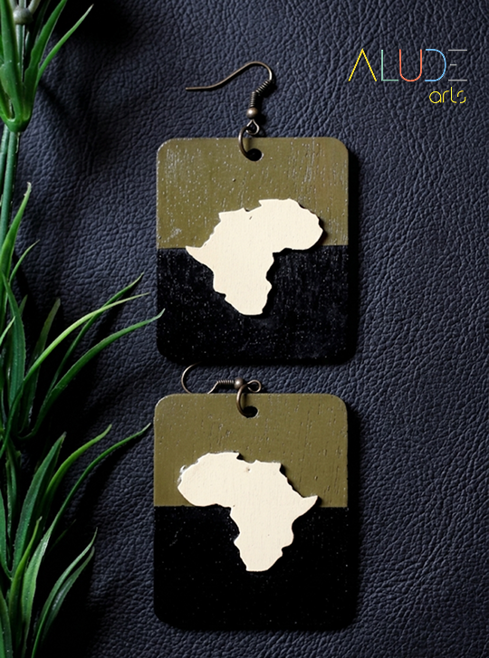 Afrika in 2 Color Rectangular Earrings